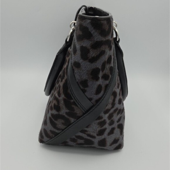 Henri Bendel Womens Lafayette Haircalf Satchel Bag Crossbody in Leopard Print - Picture 2 of 15